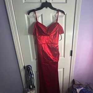 Elegant Red Satin Dress